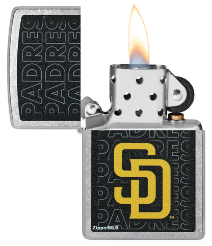 Zippo MLB® San Diego Padres™ Logo Design Street Chrome Windproof Lighter