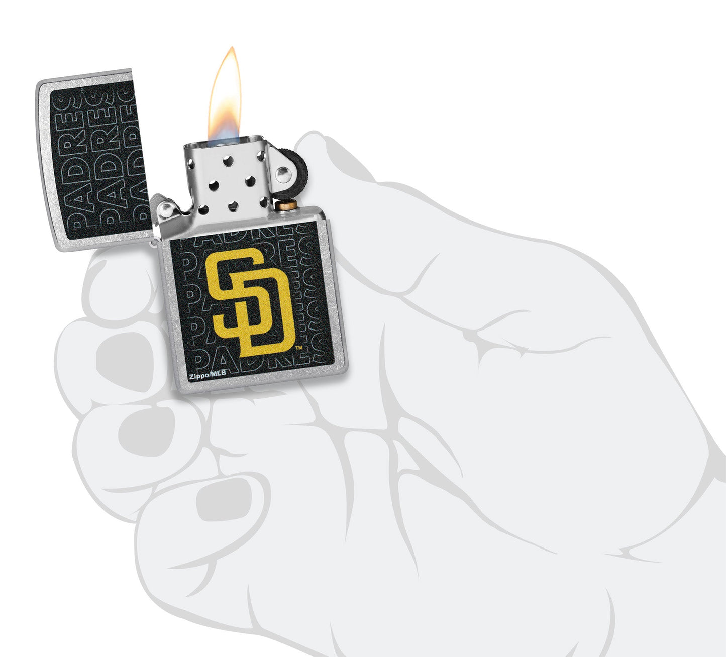 Zippo MLB® San Diego Padres™ Logo Design Street Chrome Windproof Lighter
