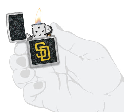 Zippo MLB® San Diego Padres™ Logo Design Street Chrome Windproof Lighter