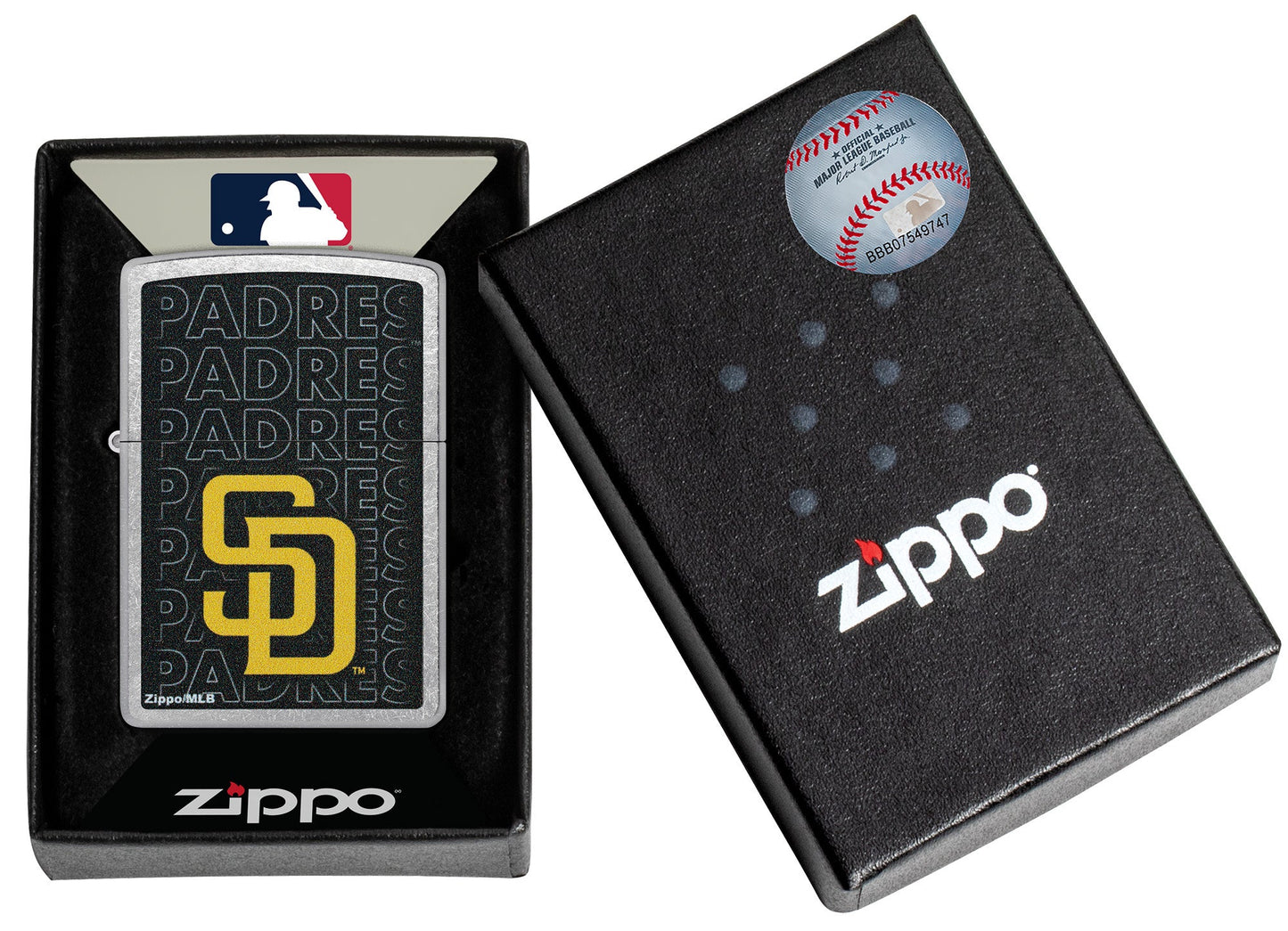 Zippo MLB® San Diego Padres™ Logo Design Street Chrome Windproof Lighter