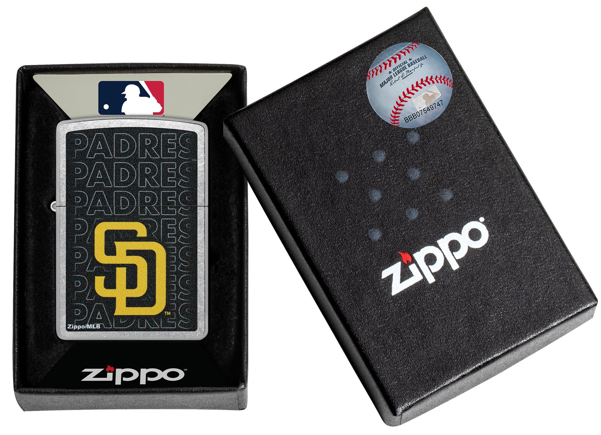 Zippo MLB® San Diego Padres™ Logo Design Street Chrome Windproof Lighter