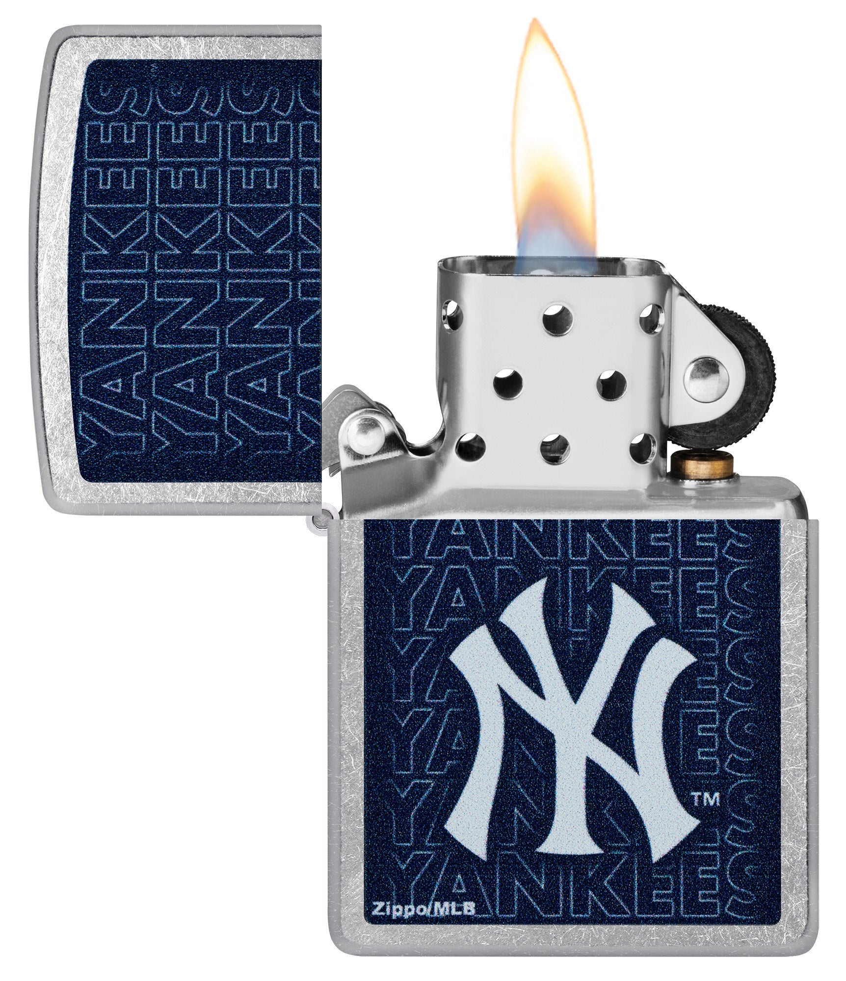 Zippo MLB® New York Yankees™ Logo Design Street Chrome Windproof Lighter