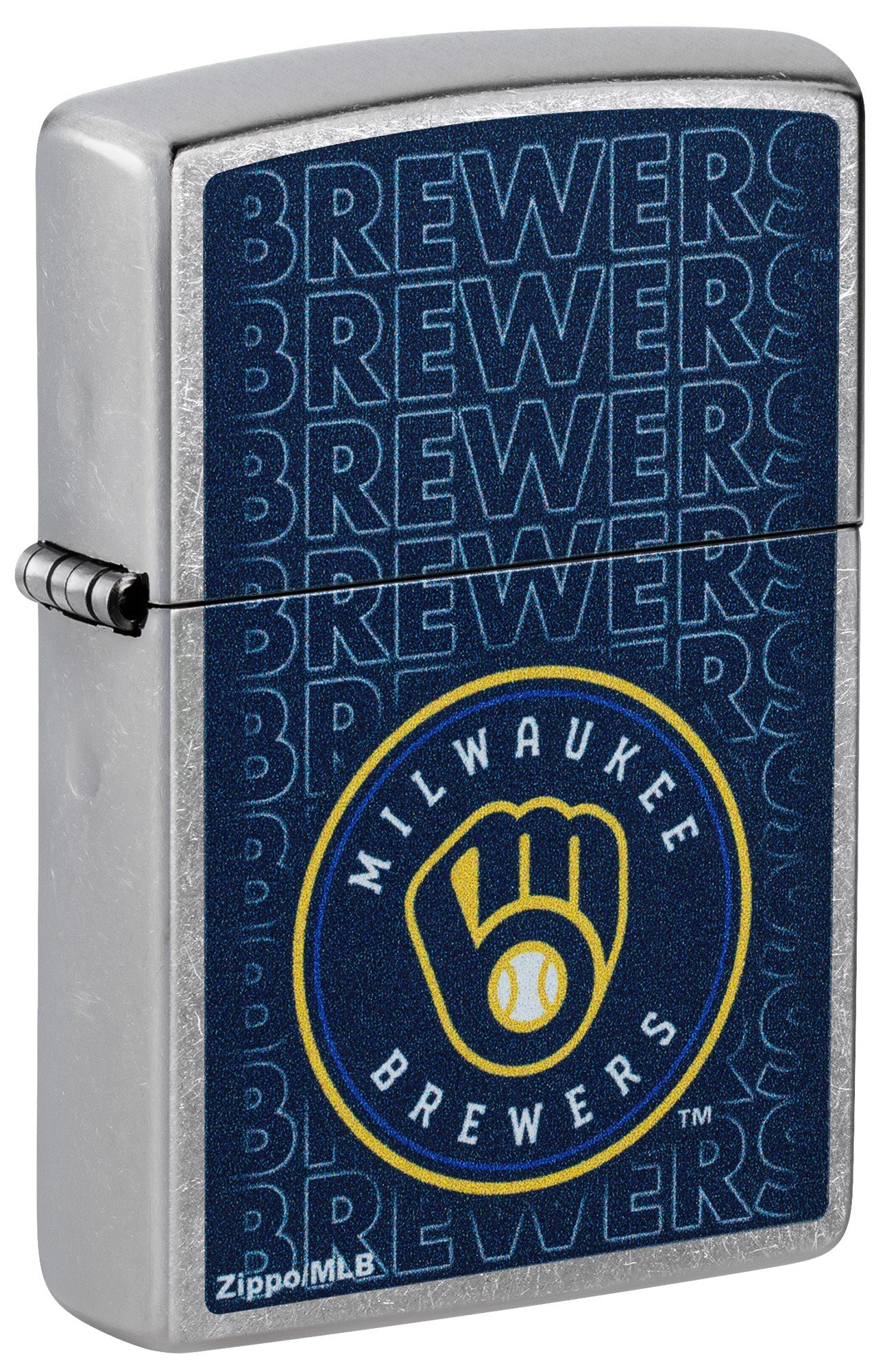 Zippo MLB® Milwaukee Brewers™ Logo Design Street Chrome Windproof Lighter