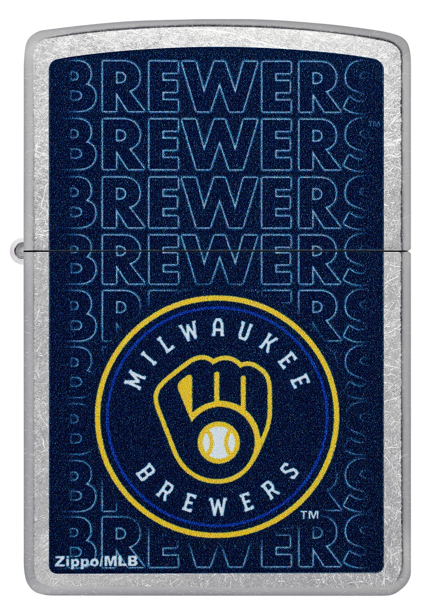 Zippo MLB® Milwaukee Brewers™ Logo Design Street Chrome Windproof Lighter