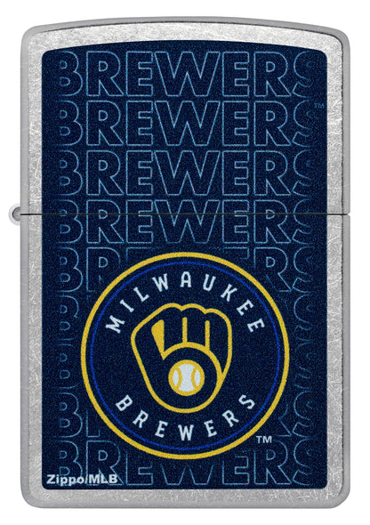 Zippo MLB® Milwaukee Brewers™ Logo Design Street Chrome Windproof Lighter