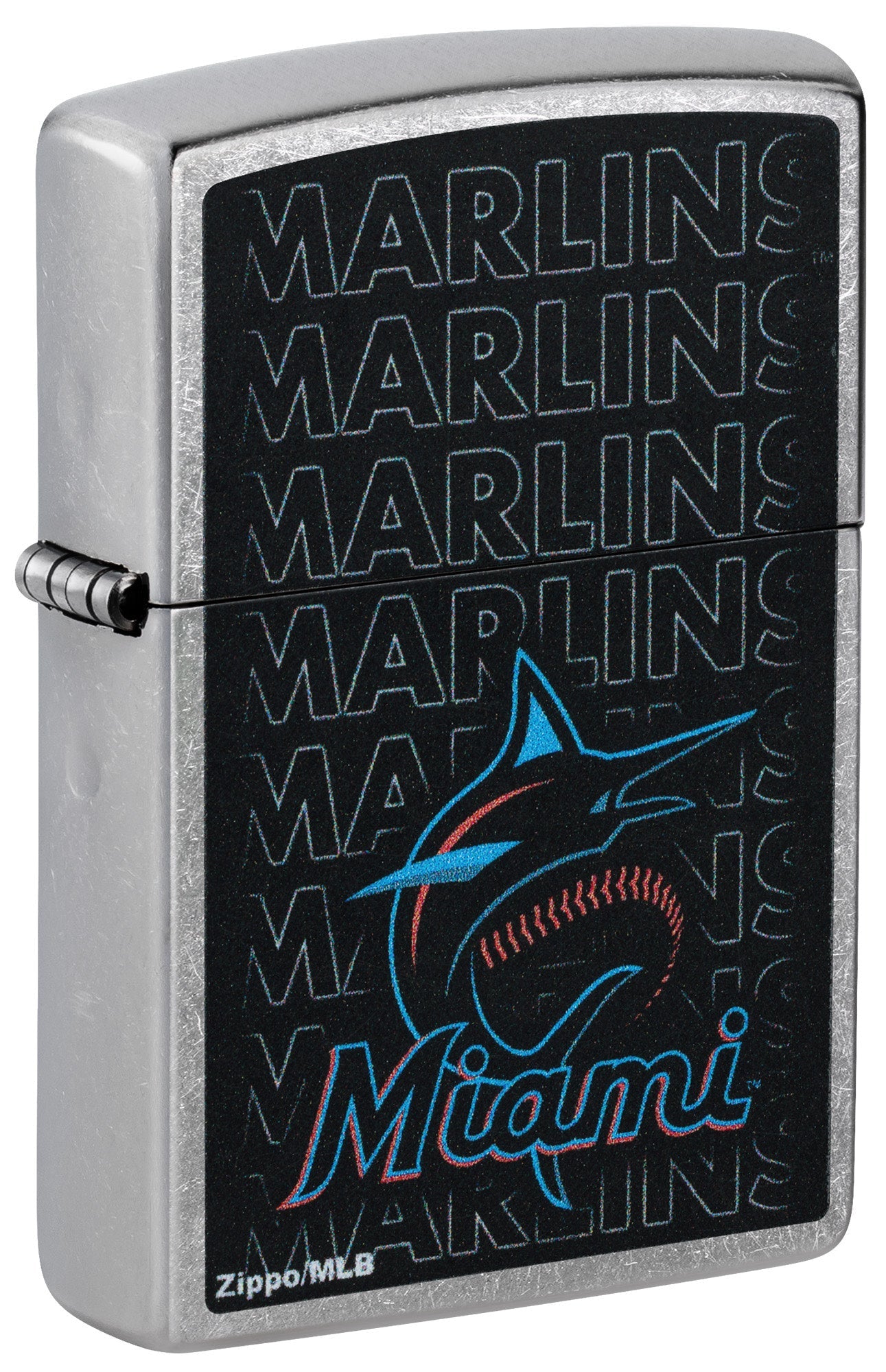 Zippo MLB® Miami Marlins™ Logo Design Street Chrome Windproof Lighter