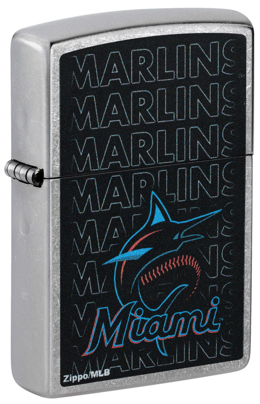 Zippo MLB® Miami Marlins™ Logo Design Street Chrome Windproof Lighter