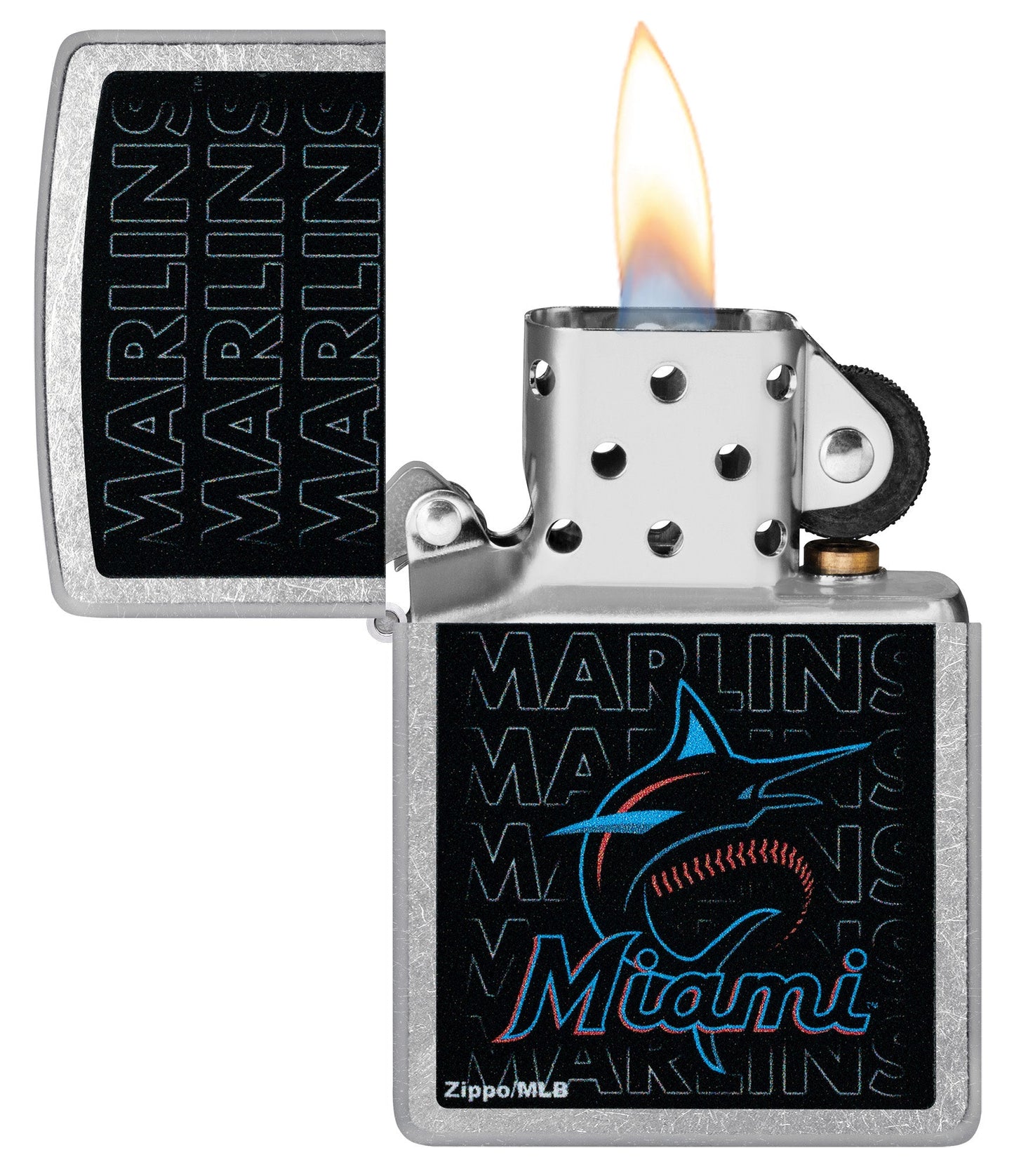 Zippo MLB® Miami Marlins™ Logo Design Street Chrome Windproof Lighter