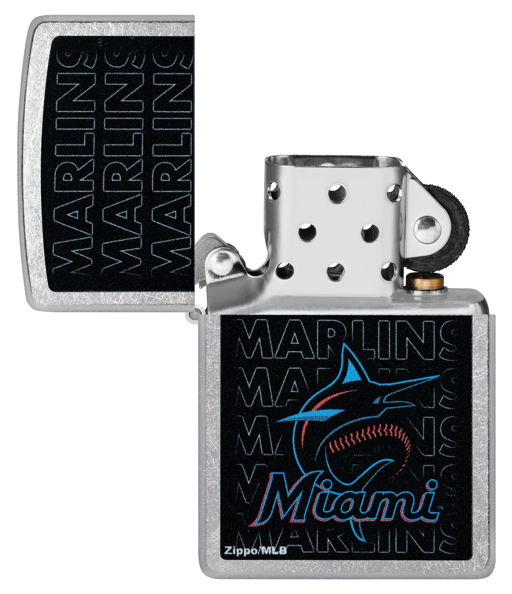 Zippo MLB® Miami Marlins™ Logo Design Street Chrome Windproof Lighter