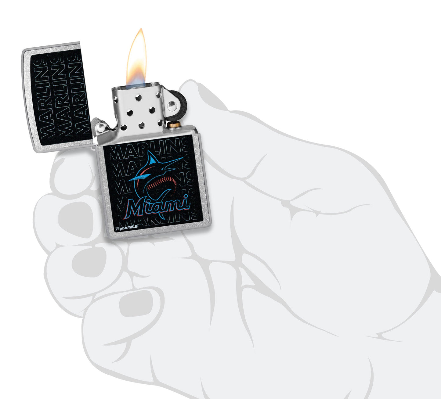 Zippo MLB® Miami Marlins™ Logo Design Street Chrome Windproof Lighter