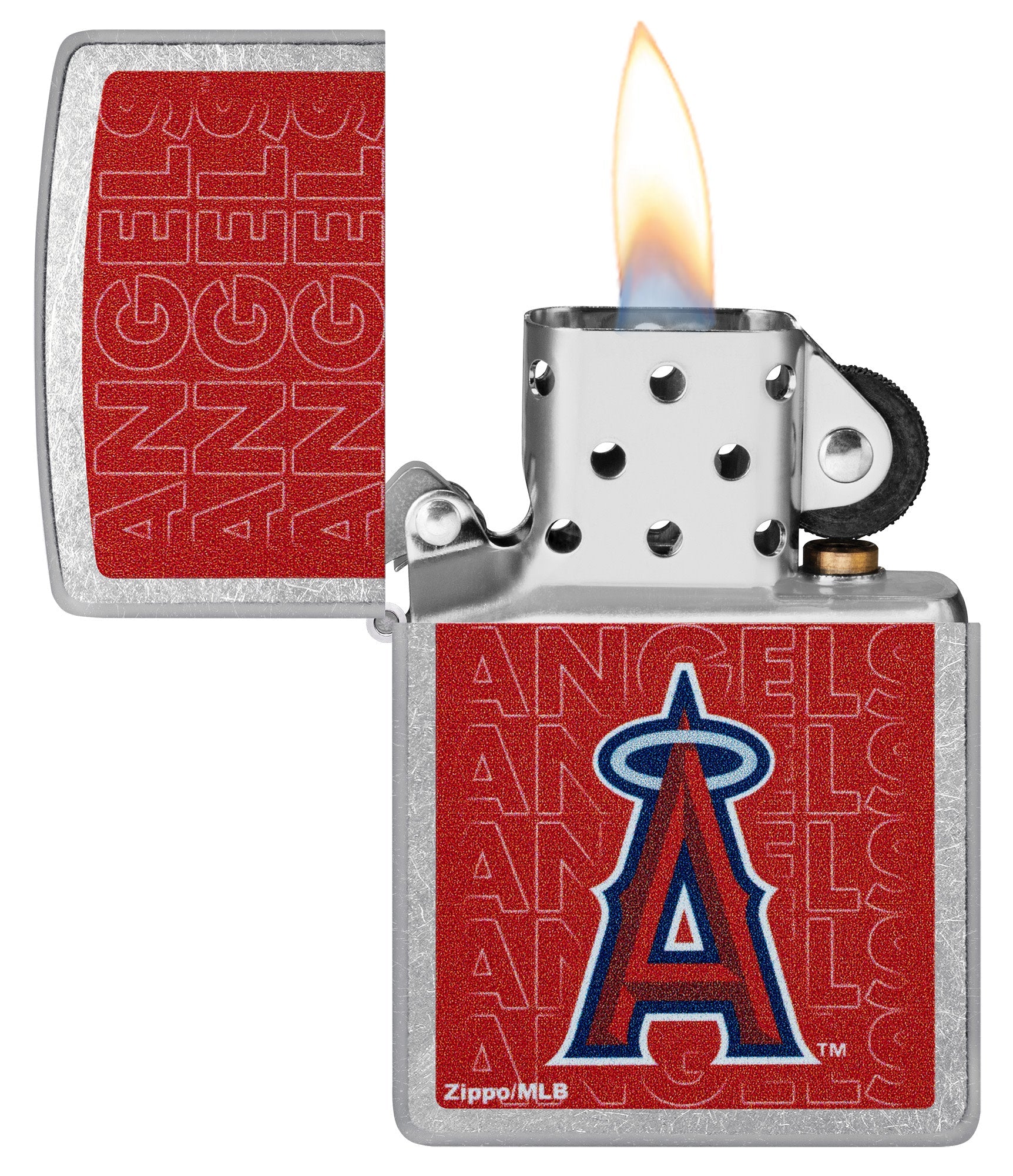 Zippo MLB® Los Angeles Angels™ Logo Design Street Chrome Windproof Lighter