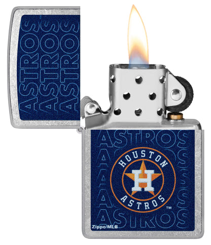 Zippo MLB® Houston Astros™ Logo Design Street Chrome Windproof Lighter