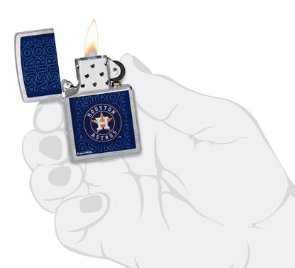Zippo MLB® Houston Astros™ Logo Design Street Chrome Windproof Lighter