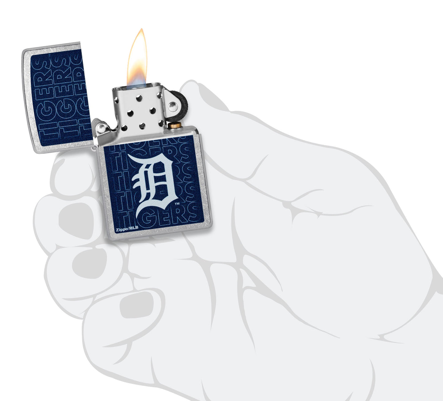Zippo MLB® Detroit Tigers™ Logo Design Street Chrome Windproof Lighter