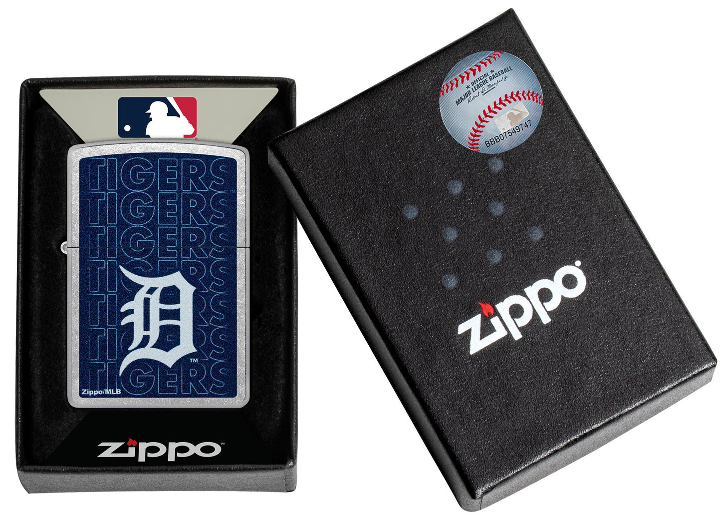 Zippo MLB® Detroit Tigers™ Logo Design Street Chrome Windproof Lighter