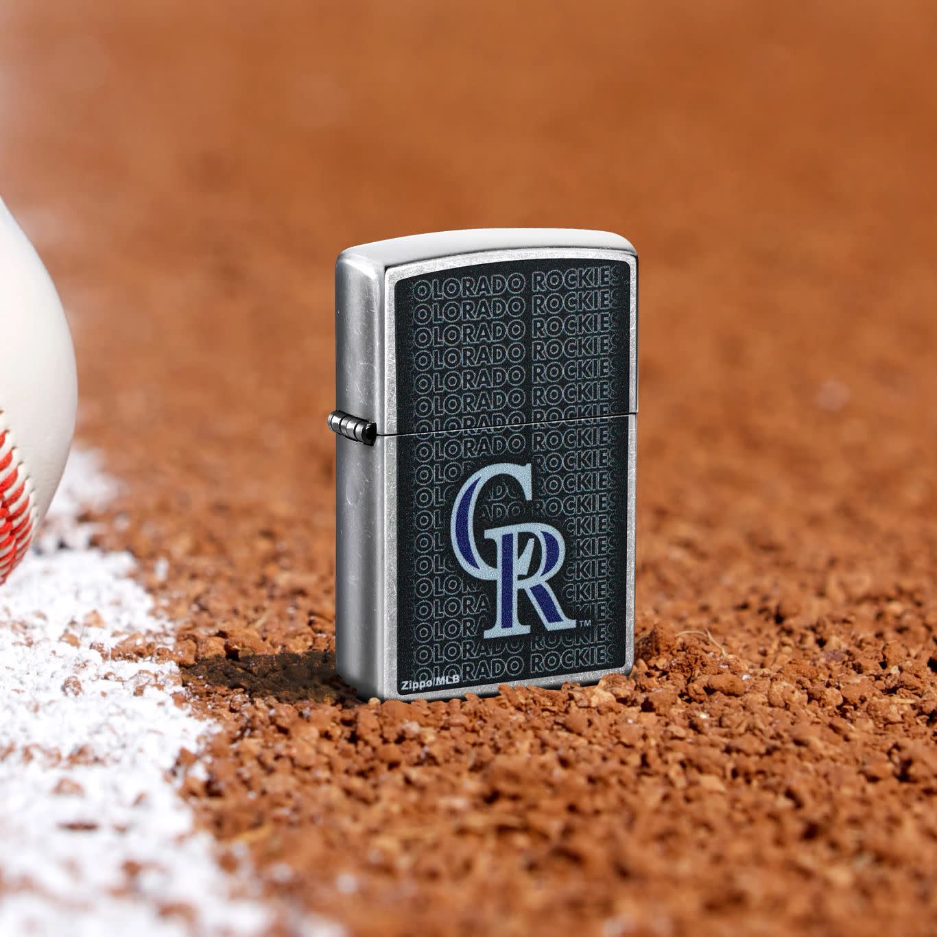Zippo MLB® Colorado Rockies™ Logo Design Street Chrome Windproof Lighter
