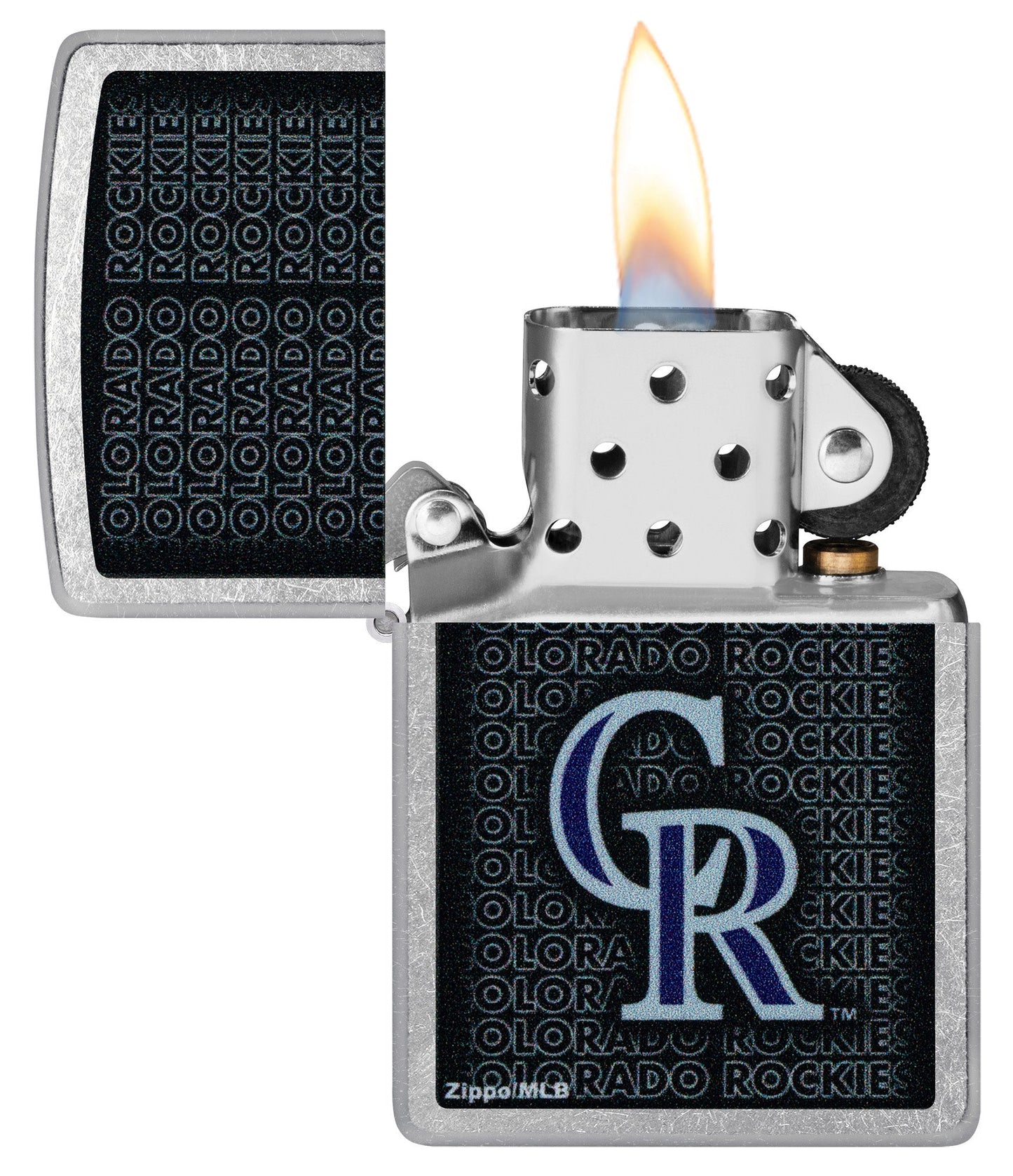 Zippo MLB® Colorado Rockies™ Logo Design Street Chrome Windproof Lighter