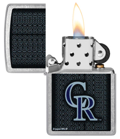 Zippo MLB® Colorado Rockies™ Logo Design Street Chrome Windproof Lighter