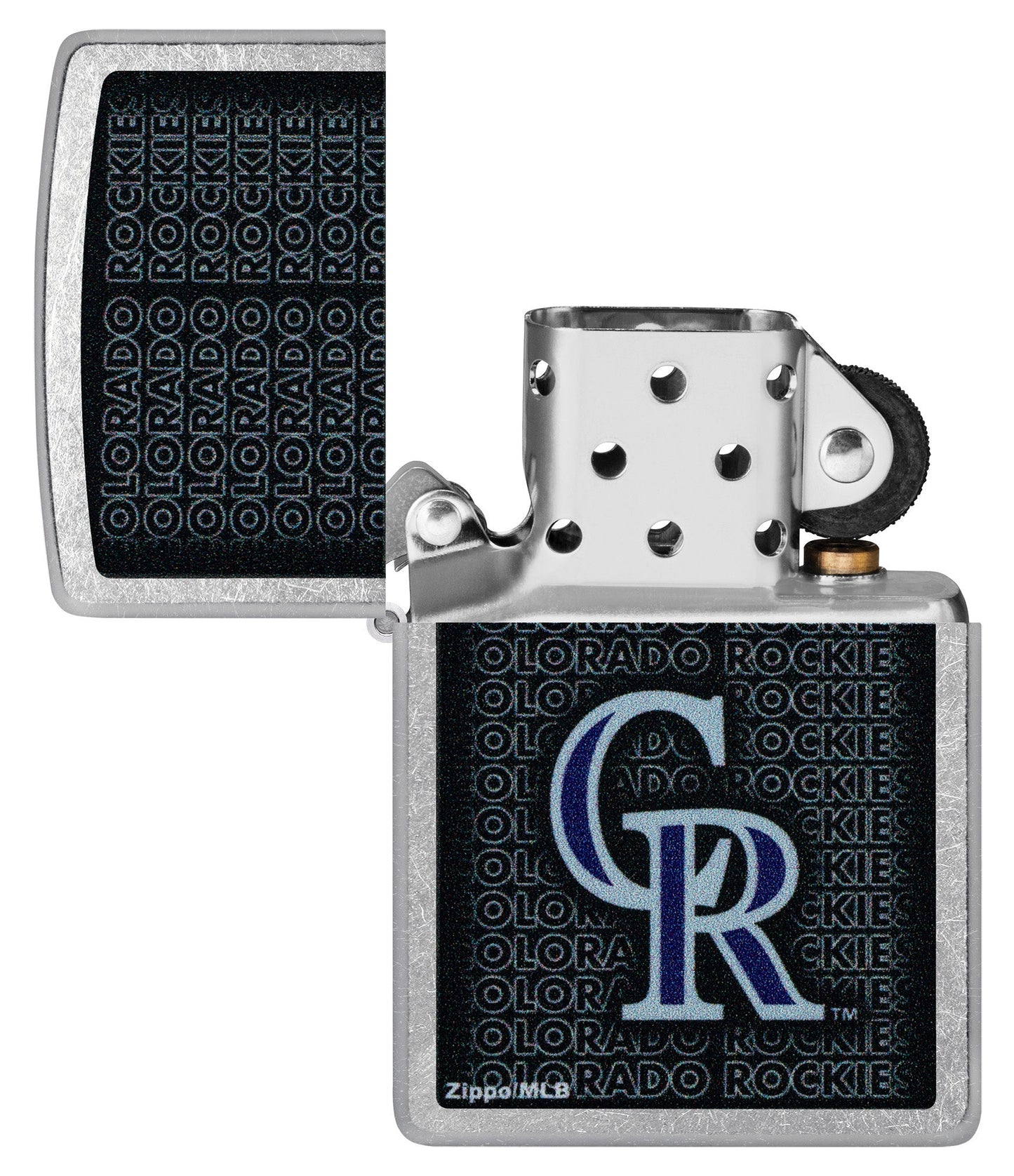 Zippo MLB® Colorado Rockies™ Logo Design Street Chrome Windproof Lighter