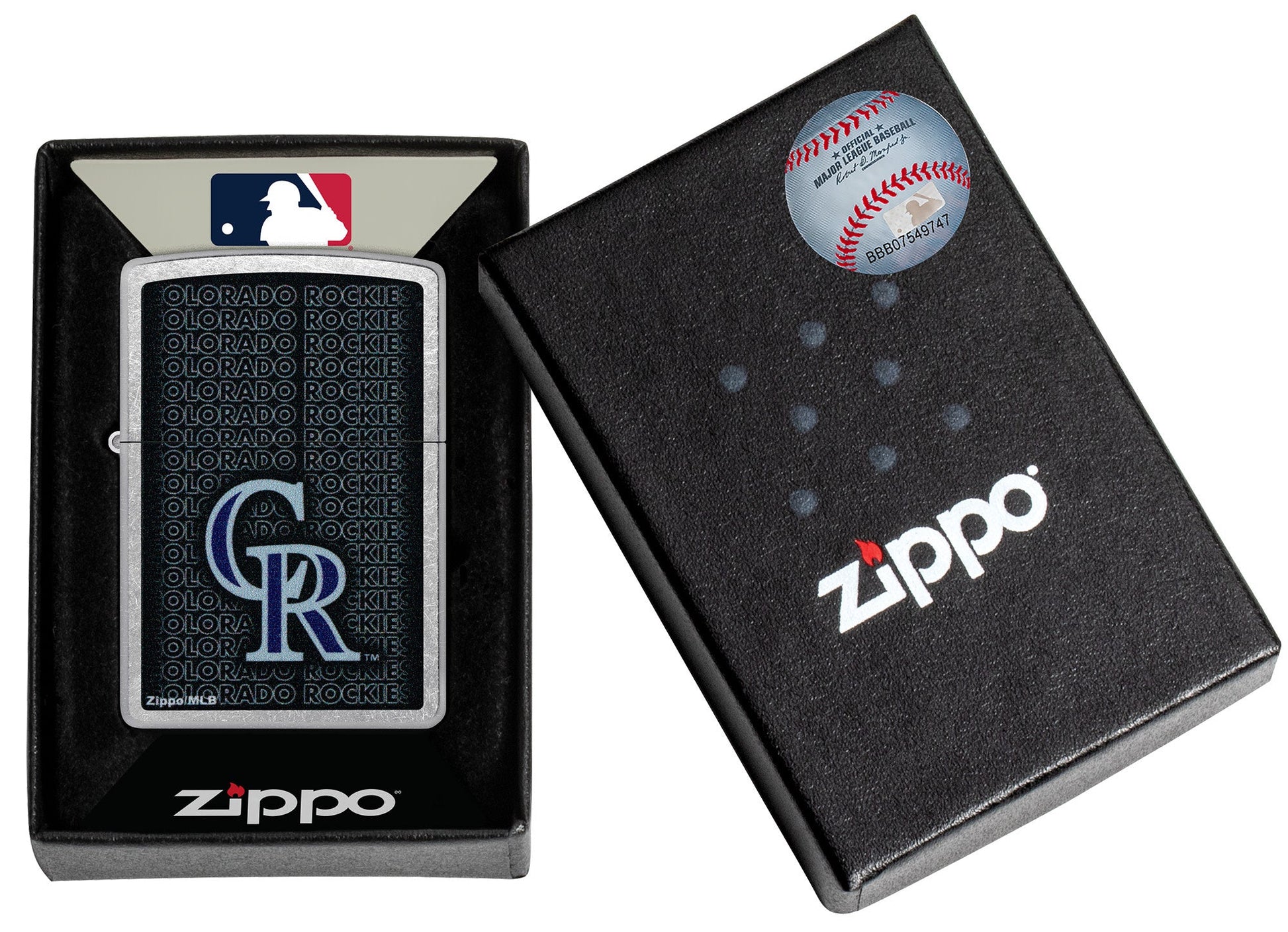 Zippo MLB® Colorado Rockies™ Logo Design Street Chrome Windproof Lighter