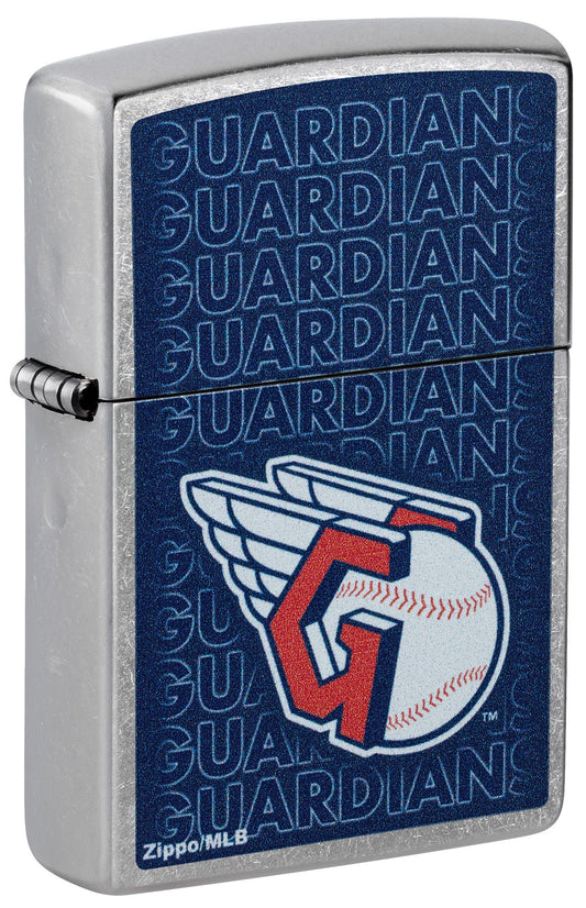 Zippo MLB® Cleveland Guardians™ Logo Design Street Chrome Windproof Lighter