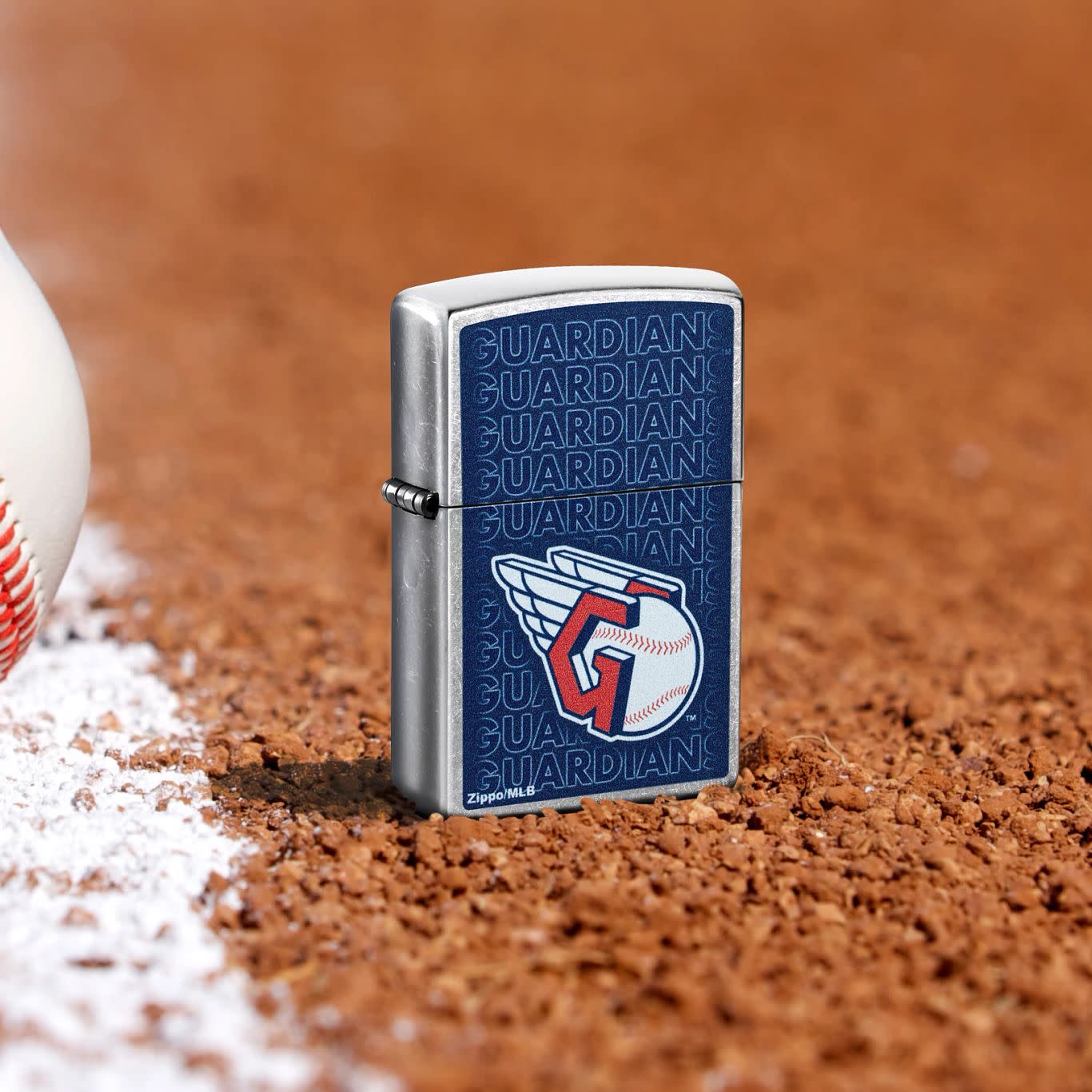 Zippo MLB® Cleveland Guardians™ Logo Design Street Chrome Windproof Lighter