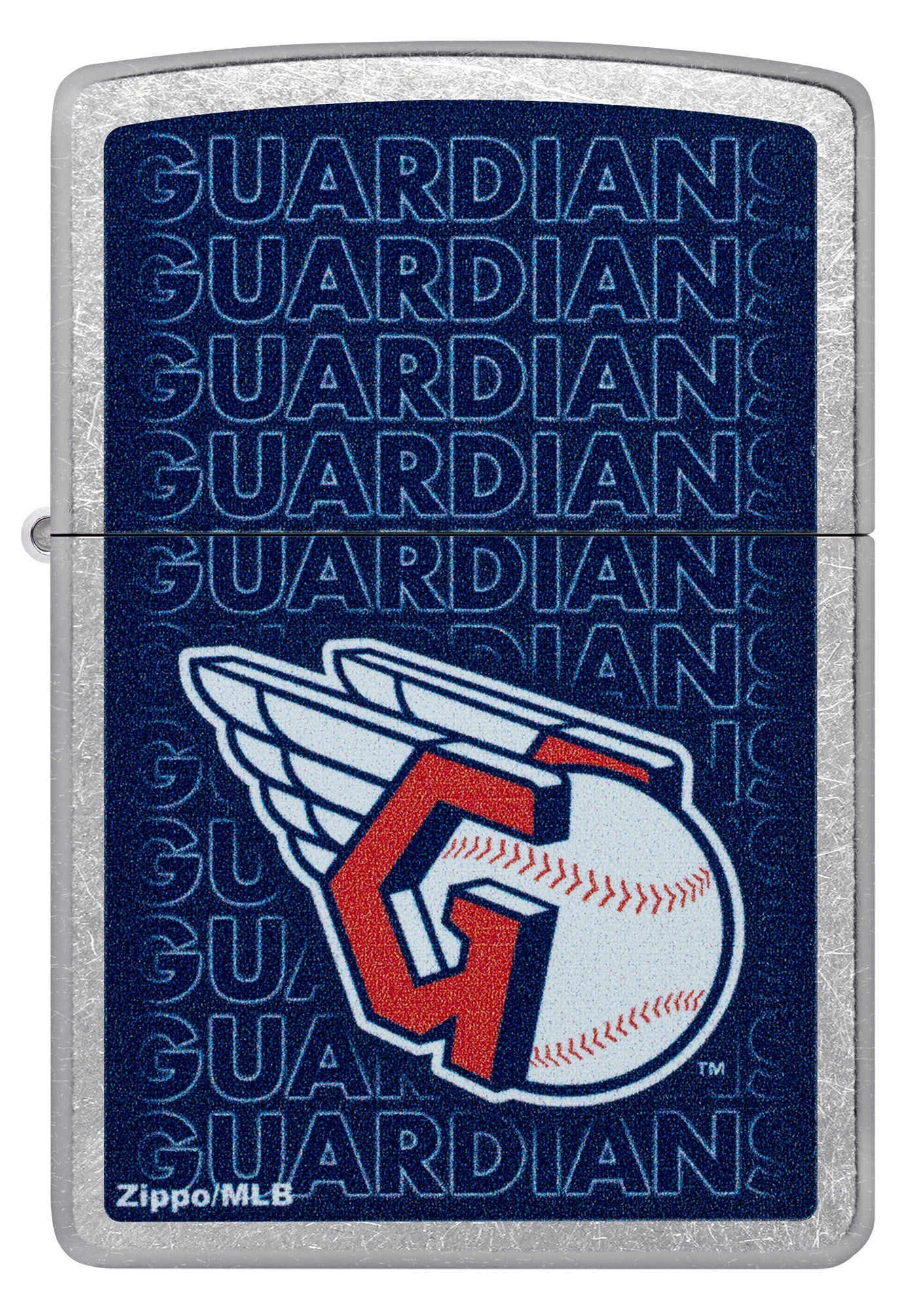 Zippo MLB® Cleveland Guardians™ Logo Design Street Chrome Windproof Lighter