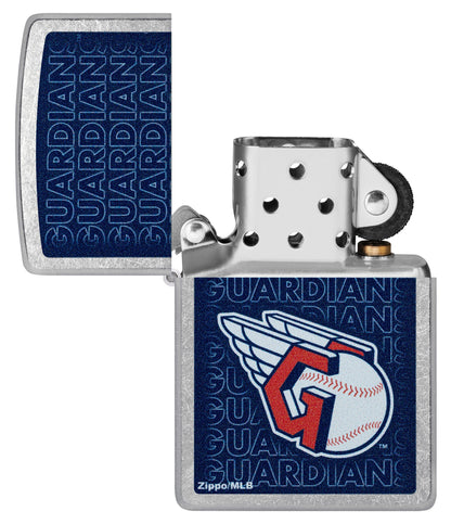 Zippo MLB® Cleveland Guardians™ Logo Design Street Chrome Windproof Lighter