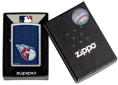 Zippo MLB® Cleveland Guardians™ Logo Design Street Chrome Windproof Lighter