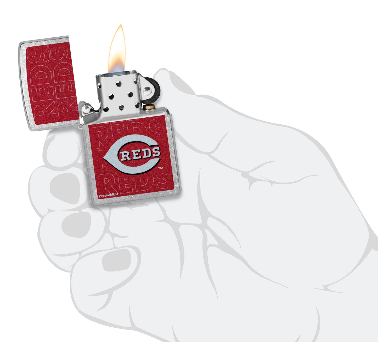 Zippo MLB® Cincinnati Reds™ Logo Design Street Chrome Windproof Lighter