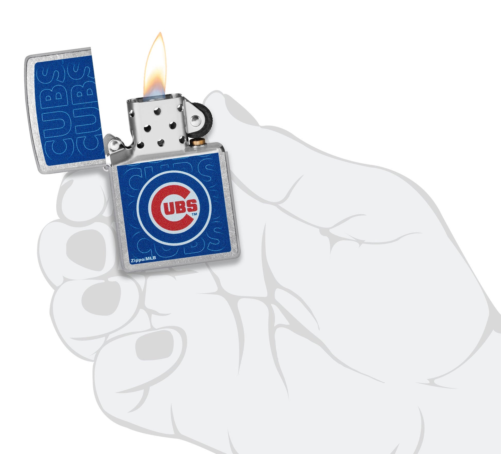 Zippo MLB® Chicago Cubs™ Logo Design Street Chrome Windproof Lighter