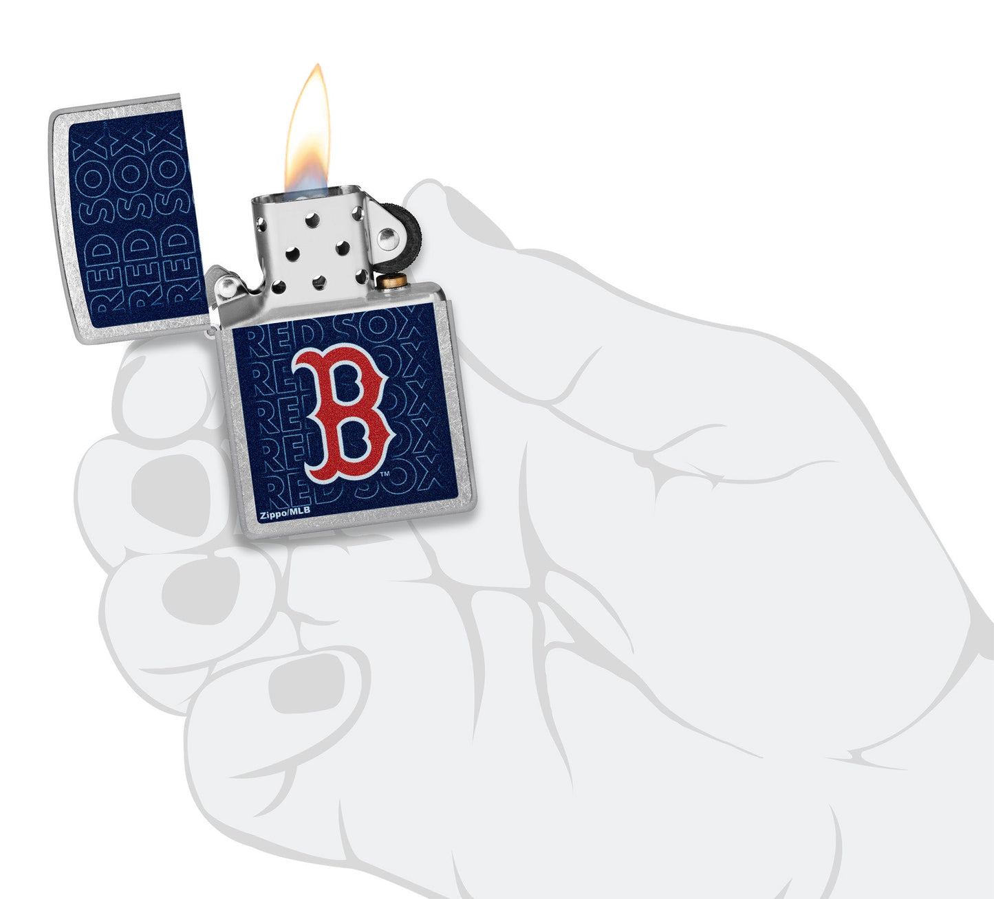 Zippo MLB® Boston Red Sox™ Logo Design Street Chrome Windproof Lighter