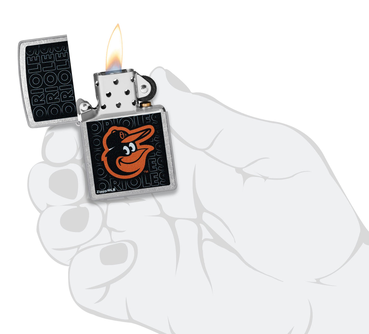 Zippo MLB® Baltimore Orioles™ Logo Design Street Chrome Windproof Lighter