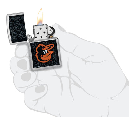 Zippo MLB® Baltimore Orioles™ Logo Design Street Chrome Windproof Lighter