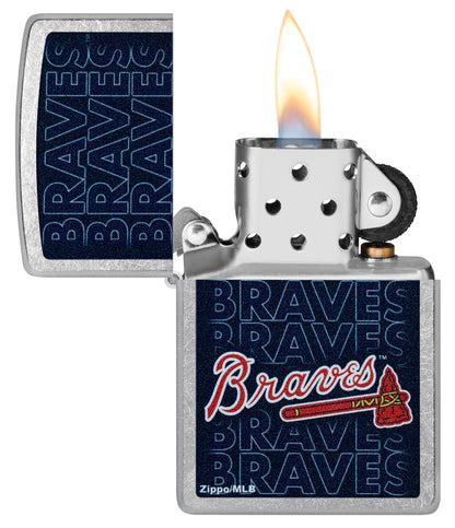 Zippo MLB® Atlanta Braves™ Logo Design Street Chrome Windproof Lighter