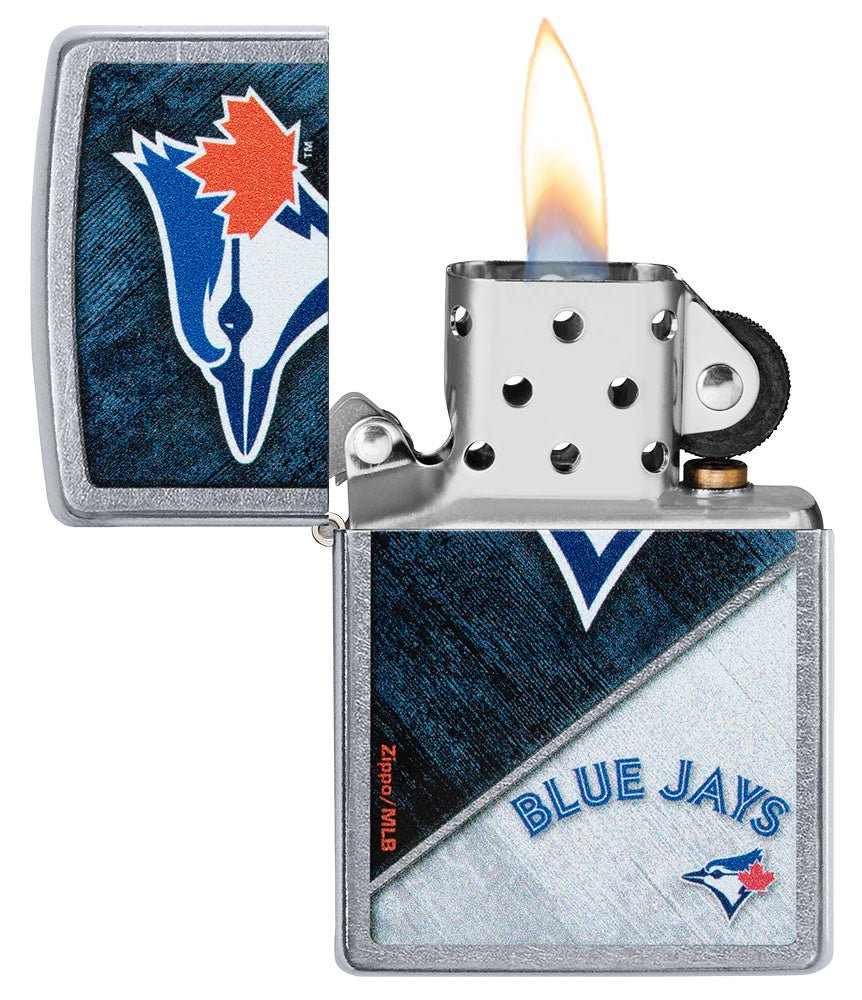 Zippo MLB® Toronto Blue Jays™ Colorblock Design Street Chrome Windproof Lighter