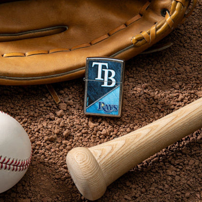 Zippo MLB® Tampa Bay Rays™ Colorblock Design Street Chrome Windproof Lighter