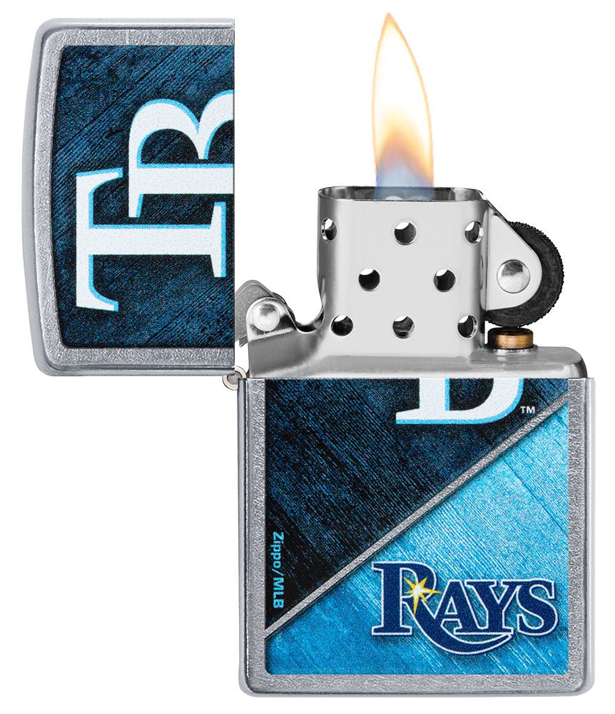 Zippo MLB® Tampa Bay Rays™ Colorblock Design Street Chrome Windproof Lighter