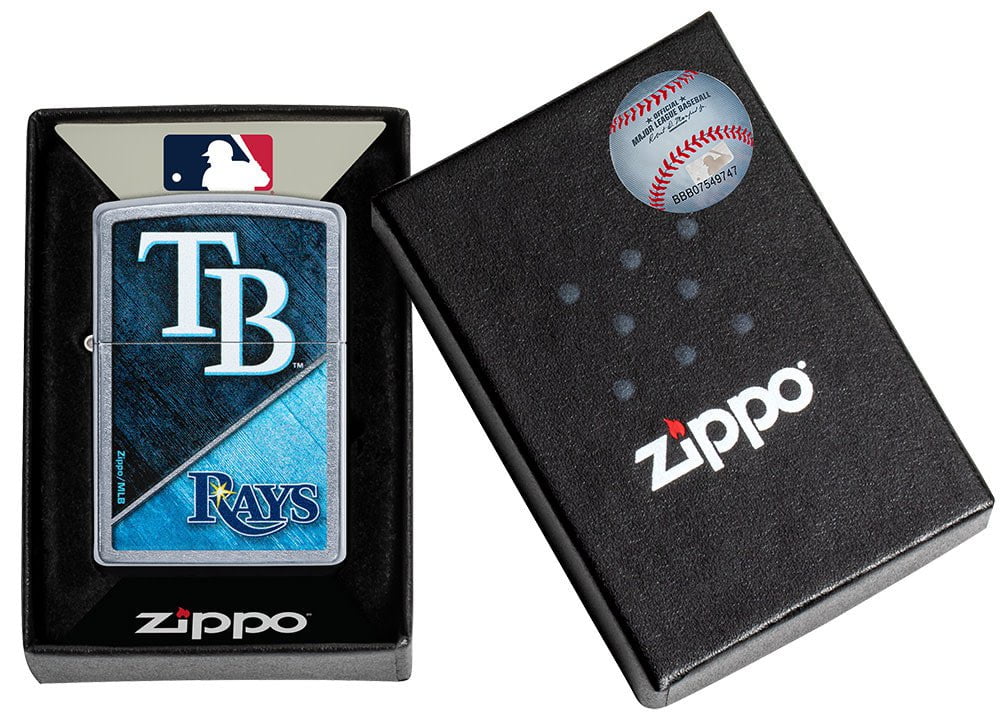 Zippo MLB® Tampa Bay Rays™ Colorblock Design Street Chrome Windproof Lighter