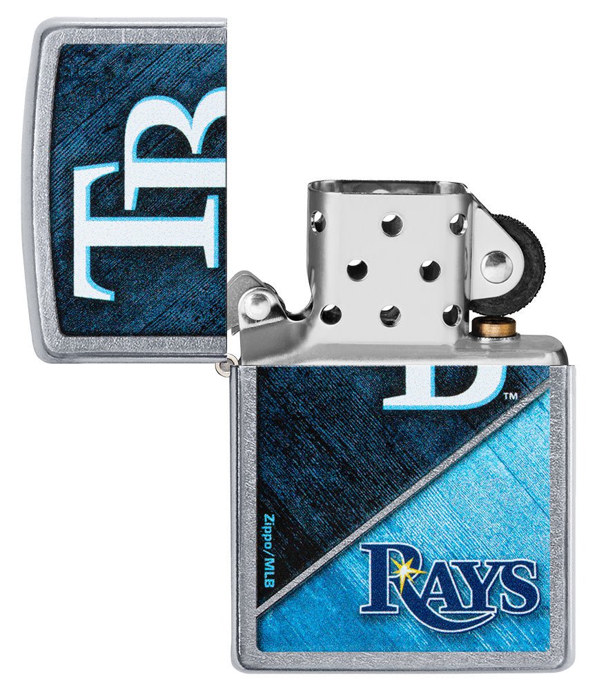 Zippo MLB® Tampa Bay Rays™ Colorblock Design Street Chrome Windproof Lighter