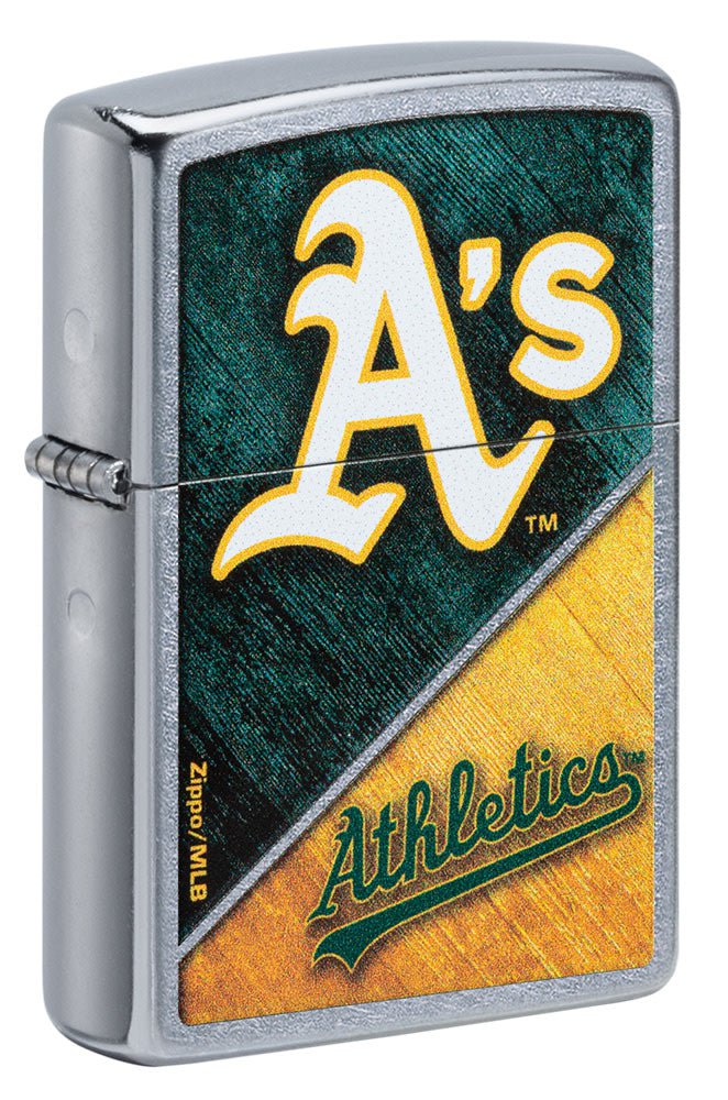 Zippo MLB® Oakland Athletics™ Colorblock Design Street Chrome Windproof Lighter