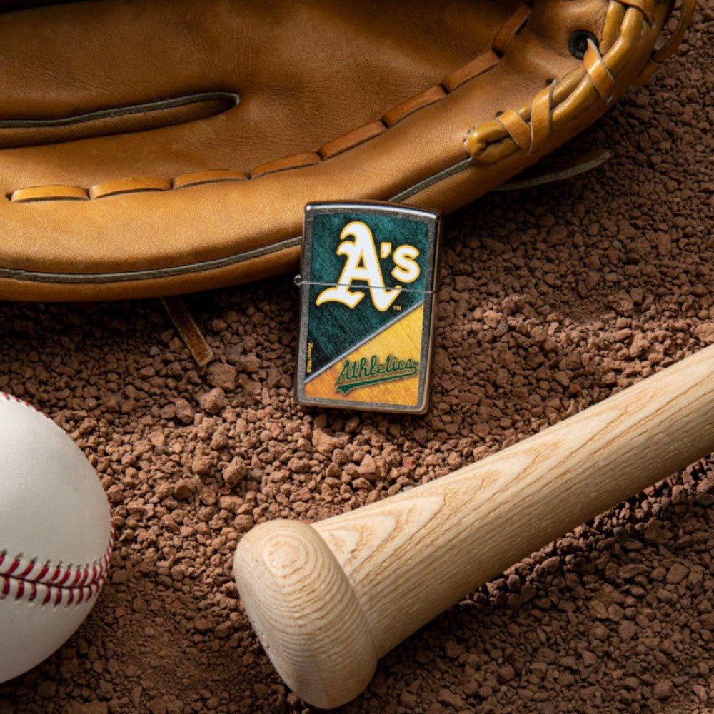 Zippo MLB® Oakland Athletics™ Colorblock Design Street Chrome Windproof Lighter
