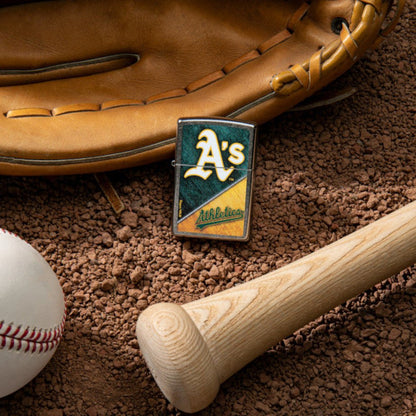 Zippo MLB® Oakland Athletics™ Colorblock Design Street Chrome Windproof Lighter
