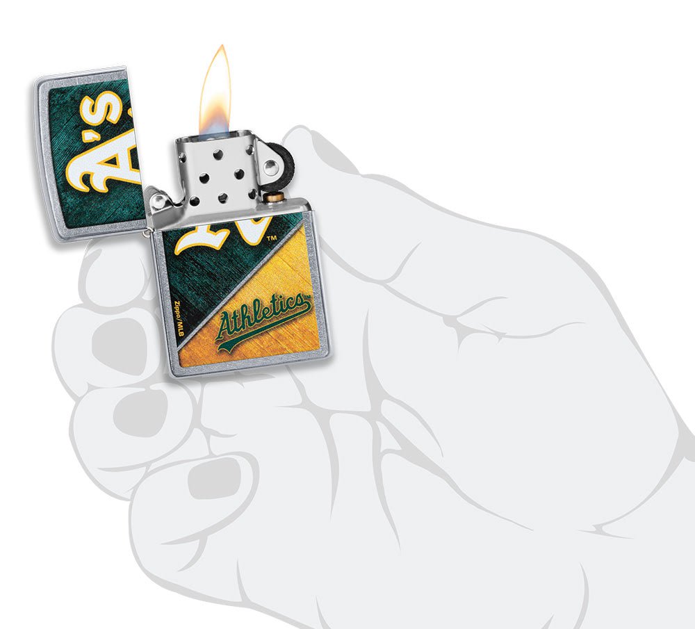 Zippo MLB® Oakland Athletics™ Colorblock Design Street Chrome Windproof Lighter