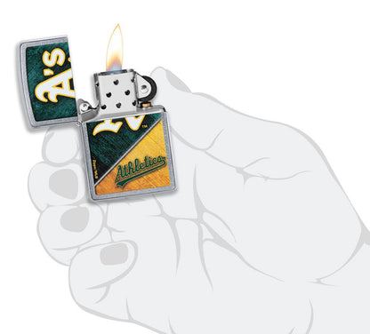 Zippo MLB® Oakland Athletics™ Colorblock Design Street Chrome Windproof Lighter