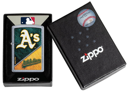 Zippo MLB® Oakland Athletics™ Colorblock Design Street Chrome Windproof Lighter