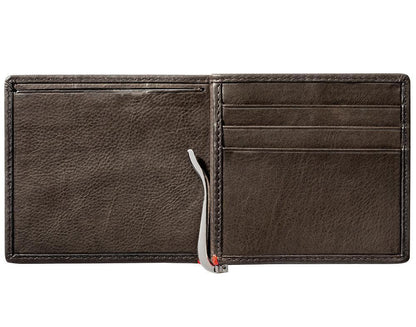 Zippo Mocha Leather Wallet- Bass Metal Plate Design