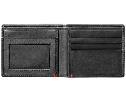 Zippo Black Leather Wallet- Cross Wings Metal Plate Design