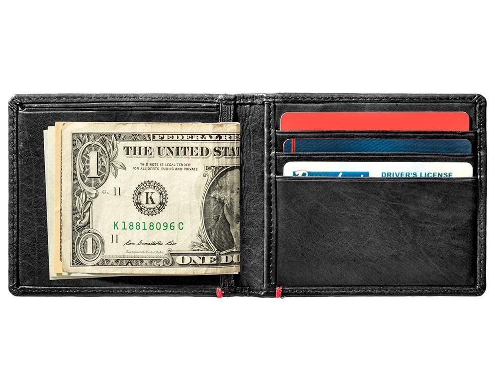 Zippo Black Leather Wallet- Cross Wings Metal Plate Design