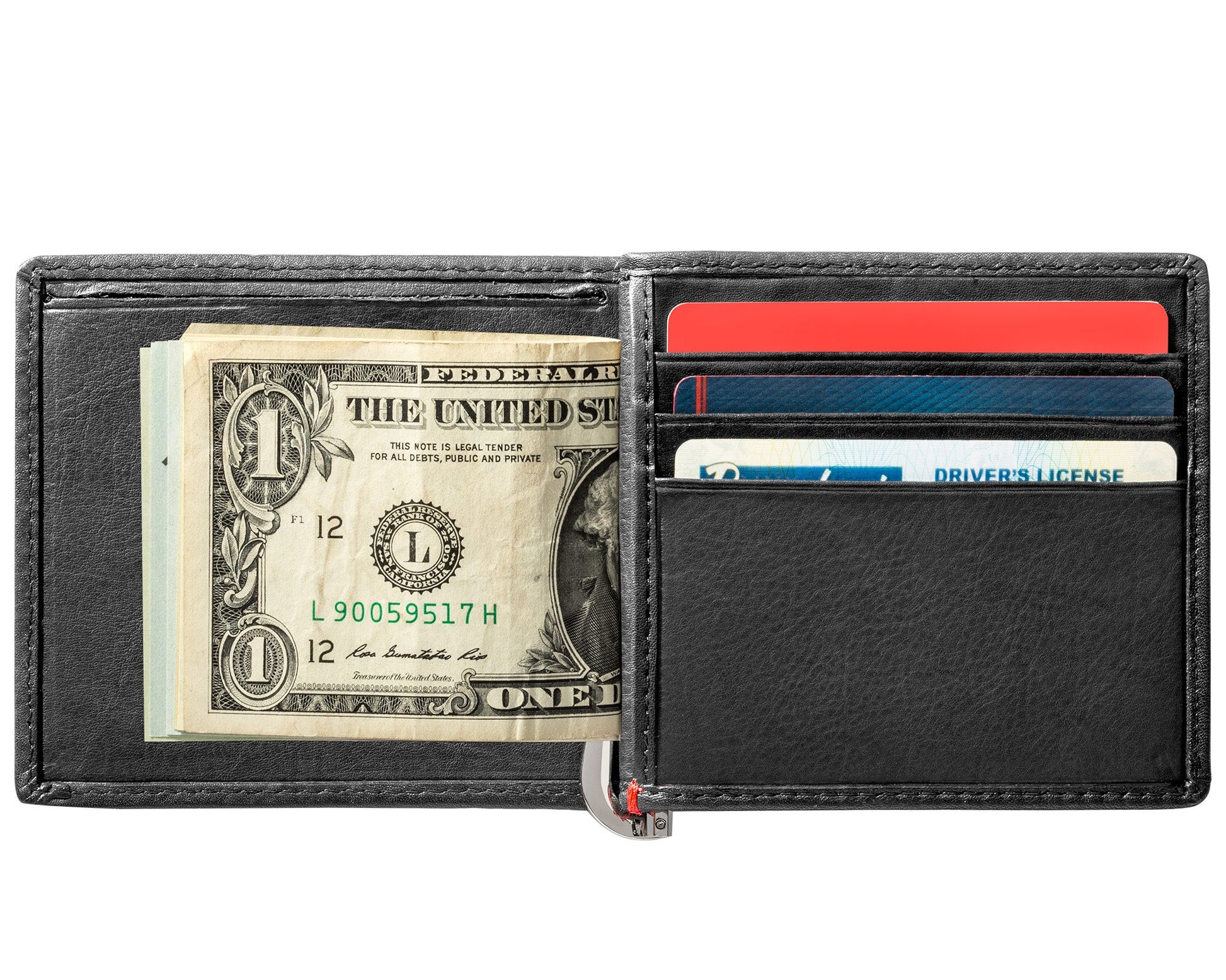 Zippo Black Leather Wallet- Cross Wings Metal Plate Design